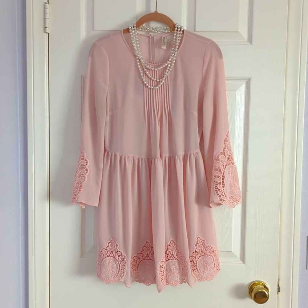 Light Pink Lace Cutout Dress